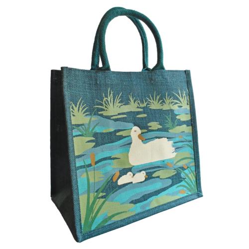 Jute shopping bag, Ducks 30x30cm