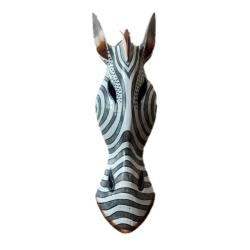 Mask Albesia Wood Zebra Grey Stripes 30cm