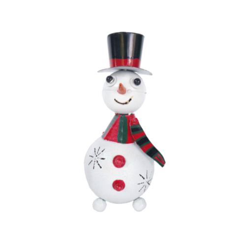 Snowman with Top Hat Metal 8x8x15cm