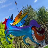 Suncatcher unicorn rainbow 22x17cm