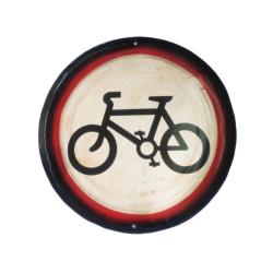 Wall Hanging No Bikes Recycled Tin Lid 27.5cm diameter