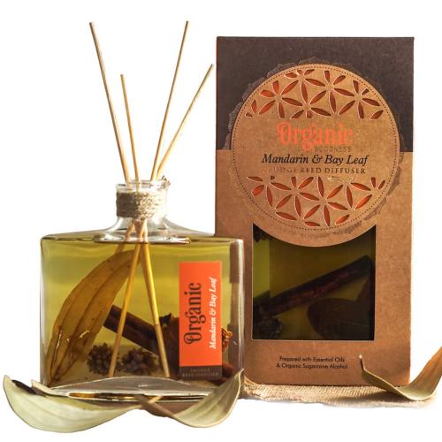 Reed Stick Diffuser in Flat Bottle Organic Goodness, Mandarin + Bay Leaf 150ml