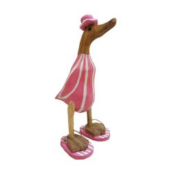 Duck Beach Striped Swimsuit Pink Bamboo Root 25cm