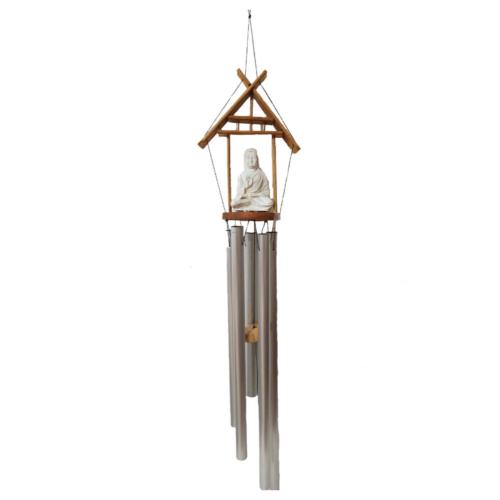 Chime Hanging With Buddha, Metal and Bamboo