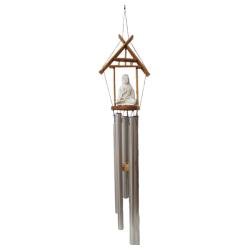 Chime Hanging With Buddha, Metal and Bamboo