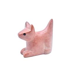 Cat Ornament Kisii Stone Pink