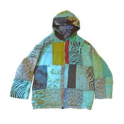 Reversible Jacket Patchwork Quilted Blues, S/M Unisex