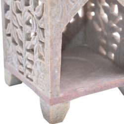 Oil burner holder carved soapstone, leaf design rectangular 8.5x8.5x14cm