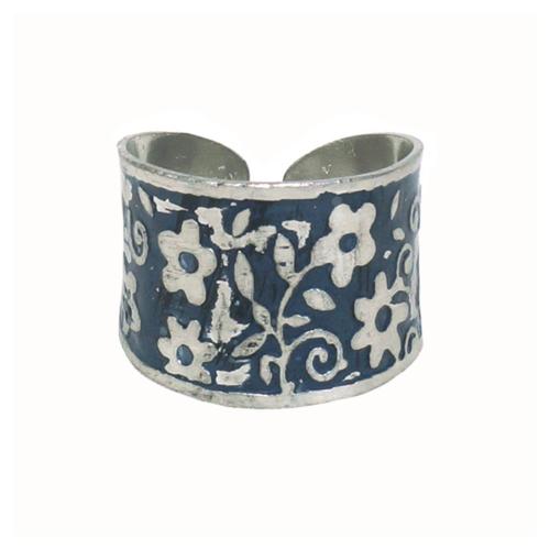 Ring Adjustable, Embossed Floral Design