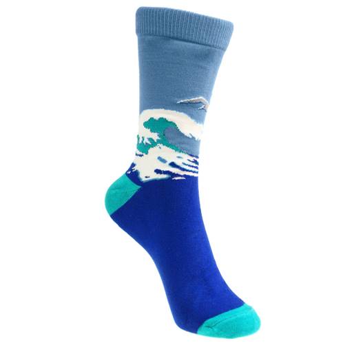 Bamboo socks, seascape & albatross, Shoe size: UK 3-7, Euro 36-41