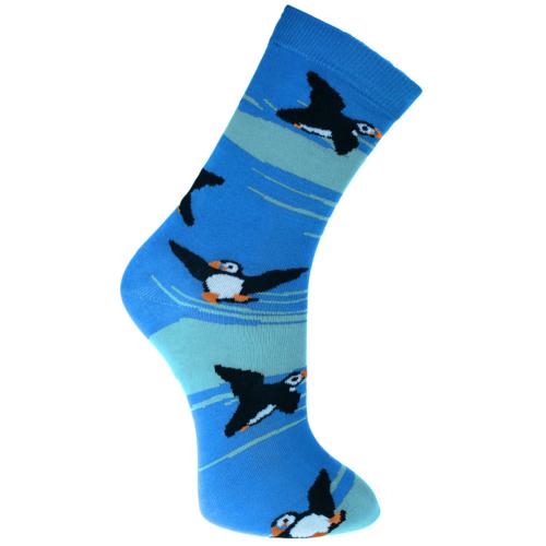 Bamboo socks, puffins, Shoe size: UK 7-11, Euro 41-47