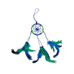 Dreamcatcher Green Blue Feathers 6 x 17cm