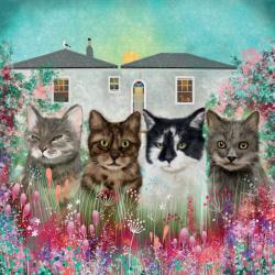 Greetings Card, The Old Manse Cats, 16x16cm