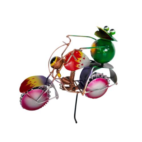 Frog on Motorbike Metal 17x7x13cm