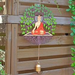 Hanging Windchime Buddha Recycled Metal 20 x 45cm