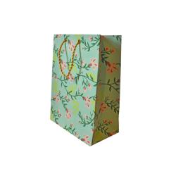 Gift Wrap Handmade Paper Floral Design on Light Blue 13 x 18 x 7cm