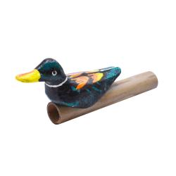Set of 50 duck quackers, painted wood on bamboo