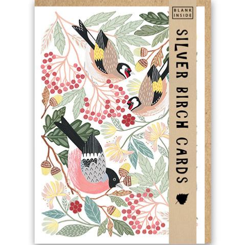 Greetings Card, Woodland Finches, 12.5x18cm