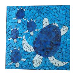 Wall Hanging Mosaic Turtles Blue 40x40cm