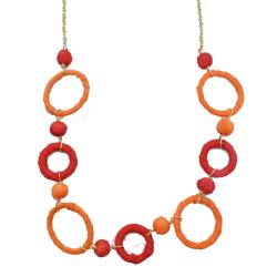 Necklace Recycled Cotton Circles Red / Orange