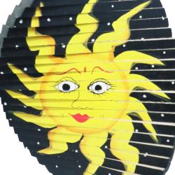 Wind Spinner Wood Moon on Black 11x32cm