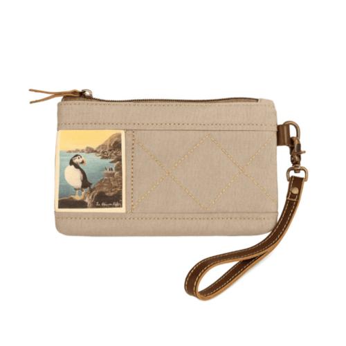 Purse / Pouch Canvas and Leather - Puffin 20x12.75cm