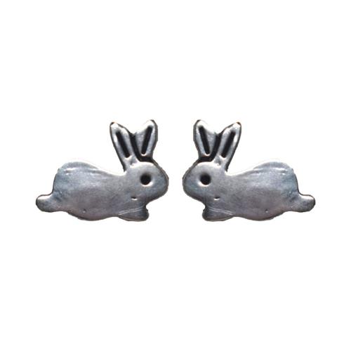 Ear studs, Silver coloured Rabbits 1.5(L) x 2 (W) cm