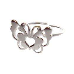 Ring, Silver coloured Butterfly, 2cms (adjustable) Motif 1.5 (L) x 2 (W) cm