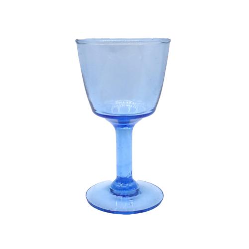 Single Wine Glass Recycled Glass Blue Tinted, 13.5cm height