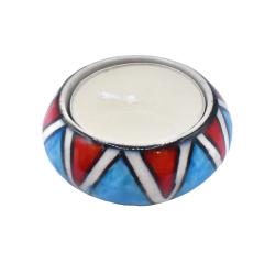 Ceramic T-lite Holder Blue + Red 5.5cm diameter