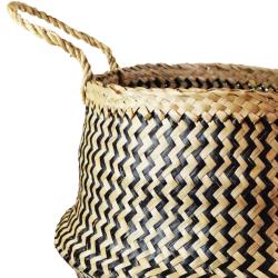 Woven seagrass basket, natural & black 45cm