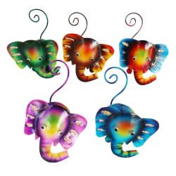 Elephant Metal Assorted Colours 7x7x8cm