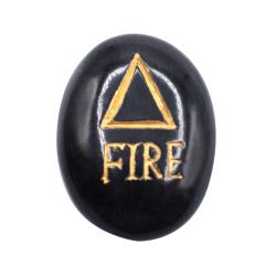 Pebble / paperweight black with gold coloured lettering, FIRE 4 x 3cm