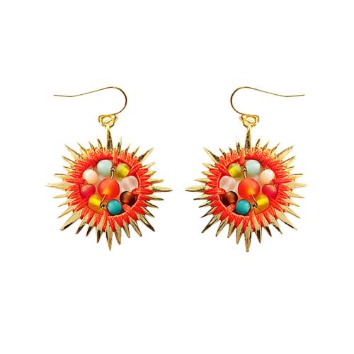 Earrings Sun Shape with Beads 3.5 x 5cm 