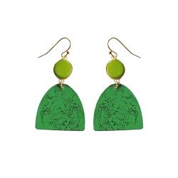 Earrings Brass with Bead Green 3 x 5.5cm