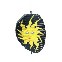 Wind Spinner Wood Moon on Black 11x32cm