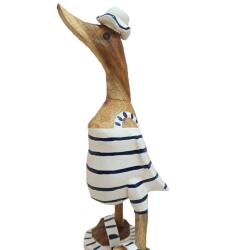 Duck Blue Stripes on White Bamboo Root 28cm
