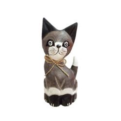 Brown Cat Albesia Wood 12x6x30cm