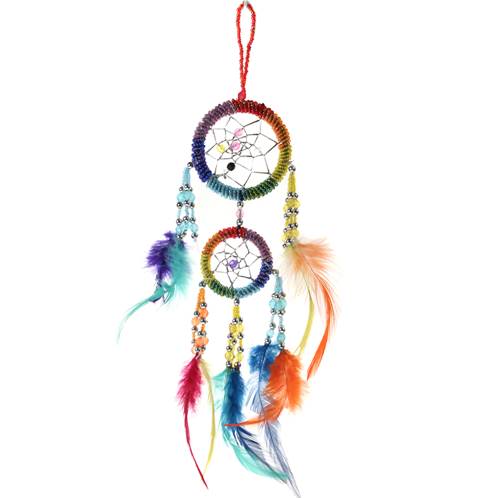 Dreamcatcher rainbow with silver colour beads 6cm