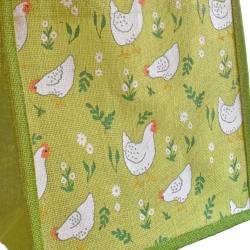 Jute shopping bag, Hens 30x30cm