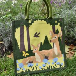 Jute shopping bag, Woodland Deer 30x30cm