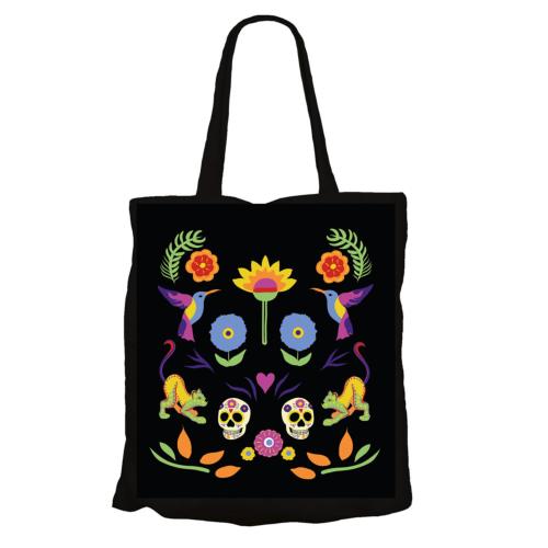 Tote Bag Recycled Cotton Ethnic Art Black 36 x 40cm