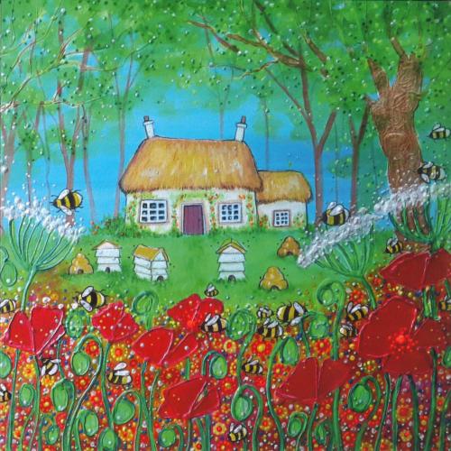 Greetings card "The Bee Keepers Cottage" 16x16cm