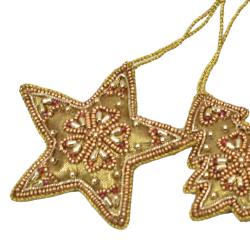 Hanging Decoration, Gold Beaded Star