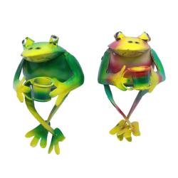 Frogs Drinking Metal Assorted Colours 10x10x13cm