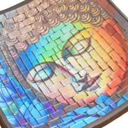 Plate Mosaic Buddha Head in Rainbow Colours 25 x 25cm