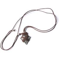 Necklace, men’s/unisex, arrow with brown thread