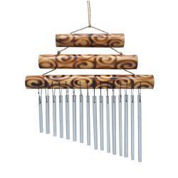 Hanging 3-tier Bamboo with 16 Metal Chimes