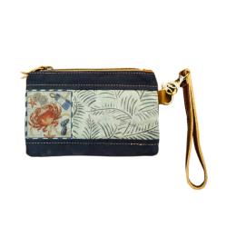 Purse / Pouch Canvas and Leather - Crab 20x12.75cm