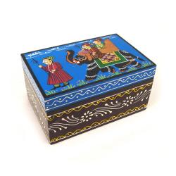 Jewellery / Trinket Box Painted Mango Wood, Elephant 15 x 9.5 x 8cm